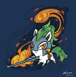 Size: 800x814 | Tagged: safe, artist:ziom05, derpibooru import, oc, unofficial characters only, pony, belt, belt buckle, fire, helmet, lance, solo, warrior, weapon