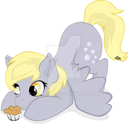 Size: 600x581 | Tagged: safe, artist:danie-me, derpibooru import, derpy hooves, pony, food, muffin, simple background, solo, transparent background, watermark