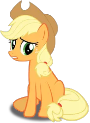 Size: 3659x5000 | Tagged: safe, artist:rubez2525, derpibooru import, applejack, earth pony, pony, the last roundup, .ai available, absurd resolution, female, mare, sad, simple background, solo, transparent background, vector