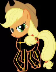 Size: 788x1012 | Tagged: safe, artist:marco444, derpibooru import, applejack, earth pony, pony, black background, clothes, cosplay, costume, crossover, disney, female, mare, simple background, tron, tron legacy, uniform