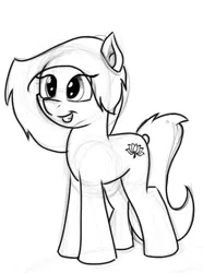 Size: 328x440 | Tagged: safe, artist:jaomt2015, derpibooru import, oc, oc:scarlette lotus, unofficial characters only, earth pony, pony, female, mare, monochrome, sketch, smiling, solo