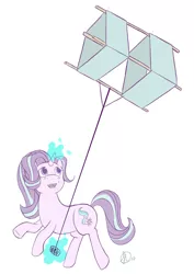 Size: 2480x3508 | Tagged: safe, artist:scarabdynasty1, derpibooru import, starlight glimmer, pony, unicorn, glowing horn, kite, kite flying, simple background, solo, that pony sure does love kites, white background