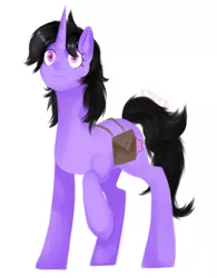 Size: 1323x1700 | Tagged: safe, artist:xanderserb, derpibooru import, oc, unofficial characters only, pony, unicorn, bags, confused, female, hooves, horn, lineless, mare, raised hoof, simple background, solo, white background