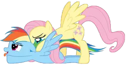 Size: 9787x5000 | Tagged: safe, artist:rubez2525, derpibooru import, fluttershy, rainbow dash, pegasus, pony, .ai available, absurd resolution, female, flutterdash, lesbian, mare, open mouth, shipping, simple background, tongue out, transparent background, vector