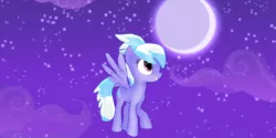 Size: 2000x1000 | Tagged: safe, artist:kp-shadowsquirrel, artist:poninnahka, artist:sparkiss-pony, artist:ttasattasa, derpibooru import, cloudchaser, pony, 3d, downloadable, flying, mmd, moon, night, night sky, sky, smiling, solo, spread wings, wings