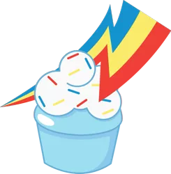 Size: 717x732 | Tagged: safe, artist:shadowfoxgraphics, derpibooru import, rainbow dash, pony, cupcake, cutie mark, food, simple background, sprinkles, transparent background, vector