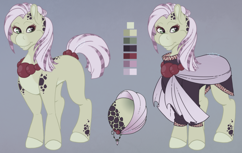 Size: 2700x1707 | Tagged: safe, artist:rottingroot, derpibooru import, oc, oc:onida, unofficial characters only, earth pony, pony, beads, clothes, female, jewelry, missing cutie mark, necklace, reference sheet, short tail