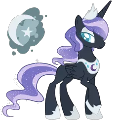 Size: 1300x1362 | Tagged: safe, artist:thepegasisterpony, derpibooru import, alicorn, pony, blind, cutie mark, jewelry, magical lesbian spawn, offspring, parent:oc:nyx, parent:oc:snowdrop, parents:oc x oc, parents:snownyx, regalia, simple background, solo, transparent background
