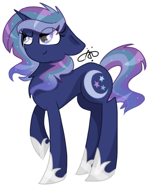 Size: 609x766 | Tagged: safe, artist:thepegasisterpony, derpibooru import, pony, magical lesbian spawn, offspring, parent:princess luna, parent:rainbow dash, parents:lunadash, signature, simple background, solo, transparent background