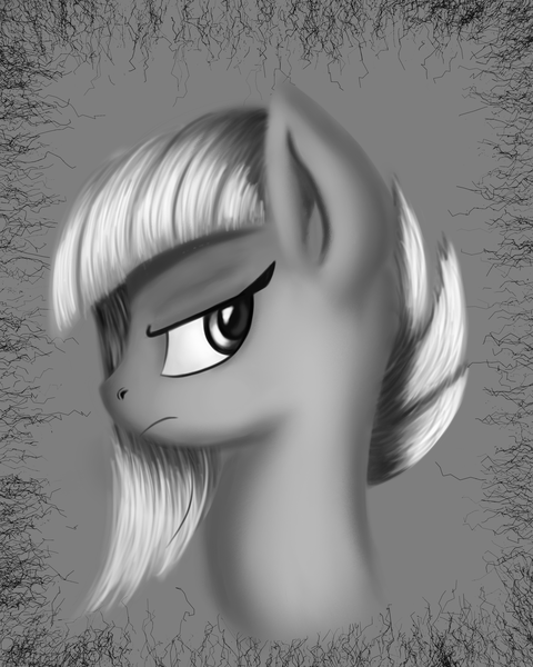 Size: 3200x4000 | Tagged: safe, artist:qbellas, derpibooru import, limestone pie, earth pony, pony, female, frown, grayscale, mare, monochrome, solo