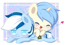 Size: 2396x1675 | Tagged: safe, artist:exceru-karina, derpibooru import, oc, oc:celestial charm, oc:silicon chip, unofficial characters only, pony, chibi, gay, male, oc x oc, shipping