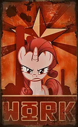 Size: 500x805 | Tagged: safe, artist:grumbeerkopp, derpibooru import, rarity, pony, fake russian, propaganda, propaganda poster, russian, solo, soviet