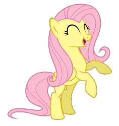 Size: 4000x4238 | Tagged: safe, artist:dribmeg, derpibooru import, fluttershy, pegasus, pony, absurd resolution, cute, eyes closed, female, happy, mare, open mouth, rearing, shyabetes, simple background, smiling, solo, transparent background, vector