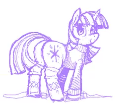 Size: 298x250 | Tagged: artist needed, suggestive, derpibooru import, twilight sparkle, pony, unicorn, clothes, flockdraw, monochrome, sketch, socks, solo, sweater