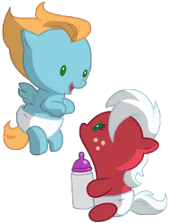 Size: 4998x6594 | Tagged: safe, artist:andypriceart, artist:lahirien, derpibooru import, idw, pony, spoiler:comic, .ai available, absurd resolution, baby, baby bottle, baby pony, diaper, offspring, parent:big macintosh, parent:fleetfoot, parents:fleetmac, simple background, transparent background, vector, vector trace