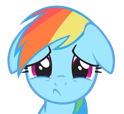 Size: 3401x3126 | Tagged: safe, artist:ocarina0ftimelord, derpibooru import, rainbow dash, pegasus, pony, the super speedy cider squeezy 6000, crying, female, floppy ears, mare, sad, simple background, solo, transparent background, vector, vector trace