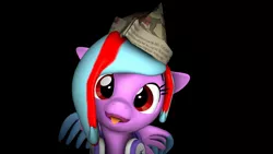 Size: 1920x1080 | Tagged: safe, artist:zenaturapone, derpibooru import, oc, oc:star beats, unofficial characters only, pegasus, pony, 3d, cute, hat, paper hat, simple background, solo, source filmmaker, tongue out