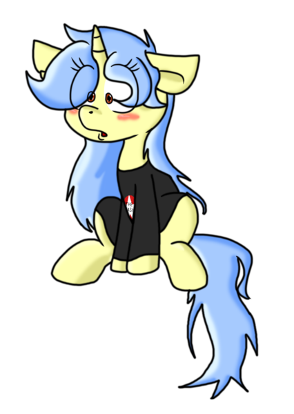 Size: 5679x7999 | Tagged: safe, artist:rainysunshine, derpibooru import, oc, oc:viewing pleasure, unofficial characters only, pony, tumblr:ask viewing pleasure, absurd resolution, blushing, clothes, cute, female, oversized clothes, oversized shirt, shading, shirt, simple background, sitting, transparent background