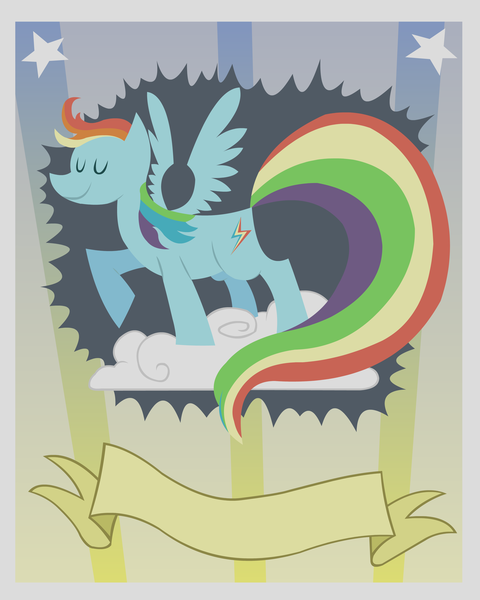 Size: 3000x3750 | Tagged: safe, artist:klarnetist, derpibooru import, rainbow dash, pony, the mysterious mare do well, backwards cutie mark, partly pointy, pointy ponies, poster, solo, vector