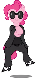 Size: 2824x6021 | Tagged: safe, artist:shadow15991, derpibooru import, pinkie pie, pony, absurd resolution, clothes, gangnam style, jacket, meme, pants, simple background, solo, sunglasses, transparent background, vector