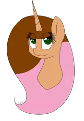 Size: 715x1023 | Tagged: safe, artist:pinkpearlmlp, derpibooru import, oc, oc:caramel drop, unofficial characters only, pony, unicorn, bust, female, mare, portrait, simple background, solo, transparent background