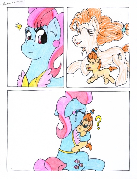 Size: 1260x1640 | Tagged: safe, artist:the1king, derpibooru import, cup cake, pear butter, pumpkin cake, pony, the perfect pear, comic, crying, cupcake, daughter, feels, female, implied reincarnation, mother, parent:cup cake