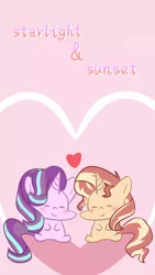 Size: 690x1227 | Tagged: safe, artist:yuck, derpibooru import, starlight glimmer, sunset shimmer, pony, unicorn, female, lesbian, shimmerglimmer, shipping