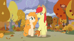 Size: 400x224 | Tagged: safe, derpibooru import, screencap, bright mac, pear butter, earth pony, pony, the perfect pear, animated, autumn, blushing, boomerang (tv channel), boomerang logo, brightabetes, brightbutter, clothes, cute, daaaaaaaaaaaw, feels, female, gif, hat, hug, male, mare, montage, pearabetes, previous generation, rain, scarf, seasons, shared clothing, shared scarf, shipping, snow, spring, stallion, straight, sweet dreams fuel, unshorn fetlocks, winter