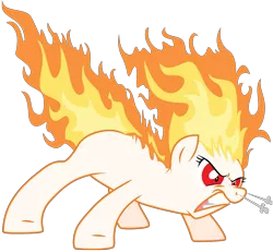 Size: 8349x7706 | Tagged: safe, artist:jadedjynx, derpibooru import, oc, oc:lene, unofficial characters only, pony, absurd resolution, angry, fire head, mane of fire, simple background, snorting, solo, transparent background, vector