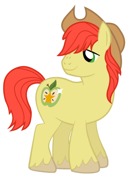 Size: 1359x1857 | Tagged: safe, artist:magpie-pony, derpibooru import, bright mac, pony, the perfect pear, simple background, solo, transparent background, vector
