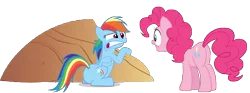 Size: 13404x5000 | Tagged: safe, artist:rubez2525, derpibooru import, pinkie pie, rainbow dash, pony, over a barrel, .ai available, absurd resolution, simple background, transparent background, vector