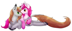 Size: 2531x1118 | Tagged: safe, artist:zipperdrawz, derpibooru import, oc, oc:nicole skylar, unofficial characters only, pegasus, pony, unicorn, hidden wings, leonine tail, request, simple background, transparent background