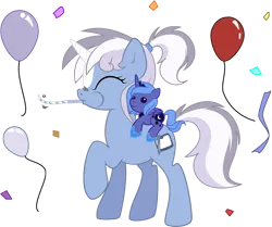 Size: 1754x1469 | Tagged: safe, artist:tenchi-outsuno, derpibooru import, princess luna, oc, unofficial characters only, pony, balloon, confetti, plushie, simple background, transparent background, vector