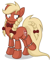 Size: 1707x2028 | Tagged: safe, artist:littlehybridshila, derpibooru import, oc, oc:valkyria, unofficial characters only, earth pony, pony, animatronic, bow, braid, braided tail, crossover, five nights at freddy's, freddy fazbear, hair bow, simple background, solo, tail bow, transparent background, vector