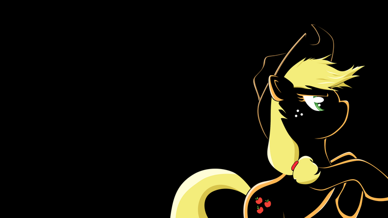 Size: 1920x1080 | Tagged: safe, artist:braukoly, derpibooru import, applejack, earth pony, pony, black background, simple background, solo, wallpaper