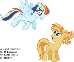 Size: 541x452 | Tagged: safe, artist:dlazerous, derpibooru import, edit, vector edit, oc, oc:honey, oc:jato, unofficial characters only, pony, offspring, parent:braeburn, parent:pinkie pie, parent:rainbow dash, parent:soarin', parents:braepie, parents:soarindash, rainbow hair, simple background, transparent background, vector