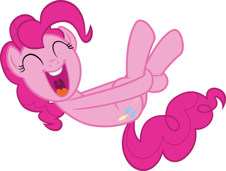 Size: 6580x5000 | Tagged: safe, artist:cantercoltz, derpibooru import, pinkie pie, earth pony, pony, rock solid friendship, absurd resolution, cute, eyes closed, female, happy, legs in air, mare, open mouth, simple background, solo, transparent background, vector