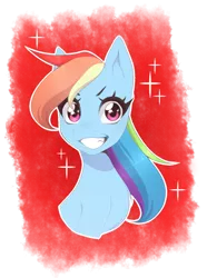 Size: 848x1139 | Tagged: safe, artist:bunny-hana, derpibooru import, rainbow dash, pegasus, pony, bust, female, grin, mare, portrait, simple background, smiling, solo, transparent background