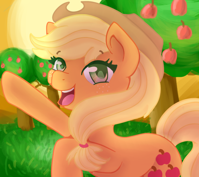 Size: 912x812 | Tagged: safe, artist:tuxisthename, derpibooru import, applejack, earth pony, pony, female, freckles, hat, mare, solo