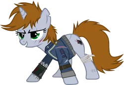 Size: 6634x4551 | Tagged: safe, artist:aborrozakale, derpibooru import, oc, oc:littlepip, unofficial characters only, pony, unicorn, fallout equestria, absurd resolution, bandage, fallout, female, mare, scar, simple background, solo, transparent background, vault suit, vector