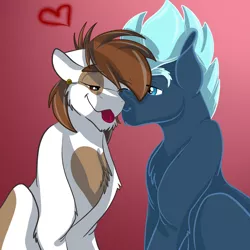 Size: 2048x2048 | Tagged: safe, artist:percy-mcmurphy, derpibooru import, lightning flare, pipsqueak, earth pony, pony, adult, crack shipping, duo, ear piercing, earring, gay, heart, jewelry, male, nuzzling, older, one eye closed, piercing, pipflare, shipping, stallion