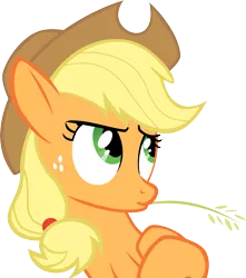 Size: 3537x4000 | Tagged: safe, artist:blindcavesalamander, derpibooru import, applejack, earth pony, pony, female, hay stalk, high res, mare, simple background, solo, straw in mouth, transparent background, vector