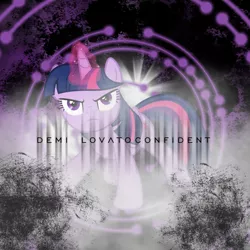 Size: 800x800 | Tagged: safe, artist:caliazian, artist:penguinsn1fan, derpibooru import, twilight sparkle, twilight sparkle (alicorn), alicorn, pony, confident, cover, demi lovato, parody, solo