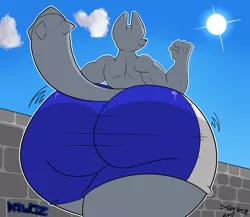 Size: 3000x2600 | Tagged: suggestive, artist:facade, derpibooru import, oc, oc:mia pennington, unofficial characters only, diamond dog, pony, clothes, female, female diamond dog, huge butt, impossibly large butt, jogging, large butt, muscles, the ass was fat, wide hips