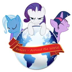 Size: 640x640 | Tagged: safe, derpibooru import, rarity, trixie, twilight sparkle, pony, unicorn, equestria daily, evil grin, eyes closed, grin, looking at you, one eye closed, ponies around the world, simple background, smiling, transparent background, unicorn master race, wink
