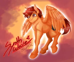 Size: 3738x3156 | Tagged: safe, artist:pinktonicponystudio, derpibooru import, oc, oc:synth wave, unofficial characters only, pegasus, pony, brown eyes, commission, cute, male, smiling, solo, stallion