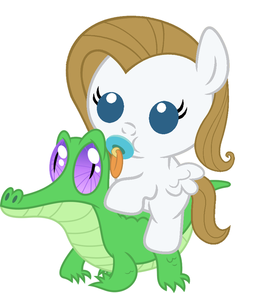 Size: 836x967 | Tagged: safe, artist:red4567, derpibooru import, gummy, oc, ponified, pony, baby, baby pony, cute, madeleine peters, ocbetes, pacifier, ponies riding gators, riding, simple background, white background