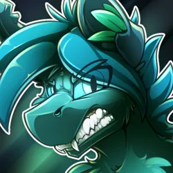 Size: 500x500 | Tagged: abstract background, artist:ralek, avatar, derpibooru import, fangs, growling, icon, leaves, looking at you, oc, oc:poison trail, original species, safe, sharp teeth, source needed, teeth, timber werepony, timber wolfified, unofficial characters only