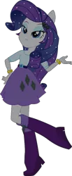 Size: 422x1024 | Tagged: safe, artist:theshadowstone, derpibooru import, edit, nightmare rarity, rarity, equestria girls, bedroom eyes, belt, boots, clothes, crossed legs, eared humanization, female, inkscape, ponied up, pony ears, raised leg, shoes, simple background, skirt, solo, transparent background, vector, wristband