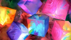 Size: 1920x1080 | Tagged: abstract, applejack, artist:sleepy91, color porn, cube, cubism, derpibooru import, edit, fluttershy, mane six, modern art, pinkie pie, rainbow dash, rarity, safe, twilight sparkle, wallpaper